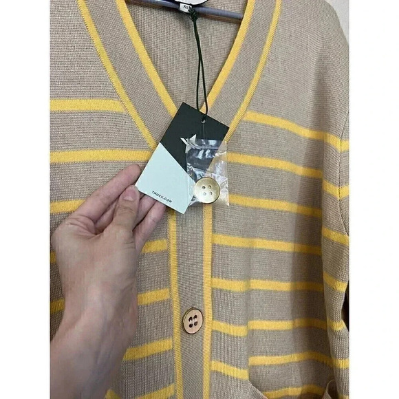 Tuckernuck Chai Stripe Lauren Cardigan Womens Size XS Oversized Button Front - Picture 6 of 16